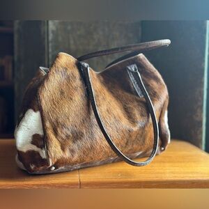 Maurizio Taiuti Brown and White Haircalf Tote